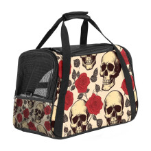 Bolsa transportadora suave para mascotas con diseño de calavera de azúcar rosa para gatos y perros.