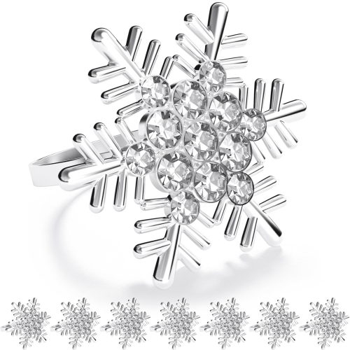 Ronds de serviette flocon de neige argentés, lot de 8