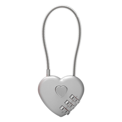 Hjärtformat 3-siffrigt kombinationslås med kabel