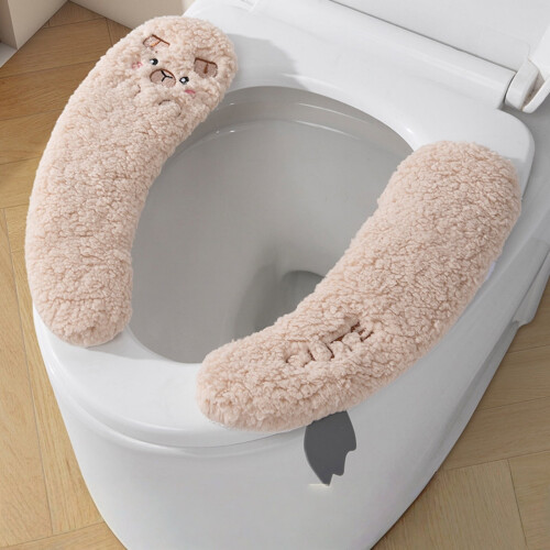 Toilettensitzbezug aus Plüschbär – Waschbar, mit Doppelklappe