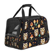 Bolsa transportadora suave para mascotas con diseño de búho, bosque y setas, para gatos y perros.