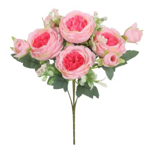 Kunstig rosebuket med 5 hoveder til bordbryllupsdekoration