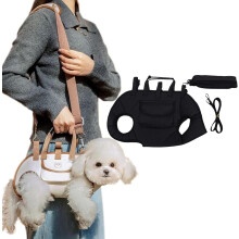 Lettuce Pets Crossbody Pet Carrier Harness – Adjustable 3-in-1 Portable Dog Backpack with Treat Bag, Compatible with Small Dogs & Puppies (Black,