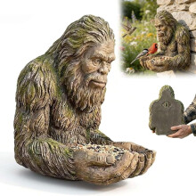 Mangeoire à oiseaux en forme de visage d'arbre, sculpture d'extérieur en résine verte
