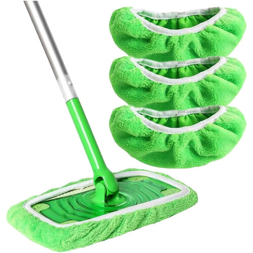 Gröna mikrofibermoppdynor återanvändbara tvättbara 3-pack