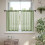 Olive Green Kitchen Curtains Linen Sheer Tier 2 pcs 30 inch 4