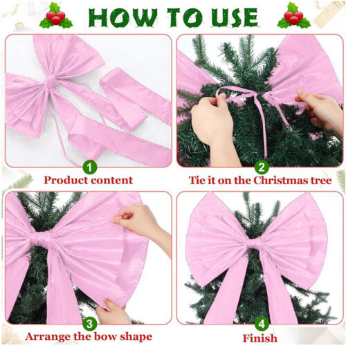Red Satin Christmas Tree Topper Bow 180 cm 2