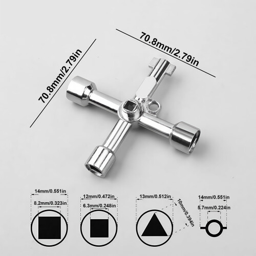 Triangular Key Tool Multifunctional 4 Way Triangle Wrench Key Professional for Train Electrical Elevator Cabinet 1