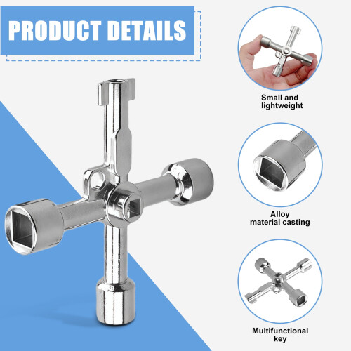 Triangular Key Tool Multifunctional 4 Way Triangle Wrench Key Professional for Train Electrical Elevator Cabinet 2
