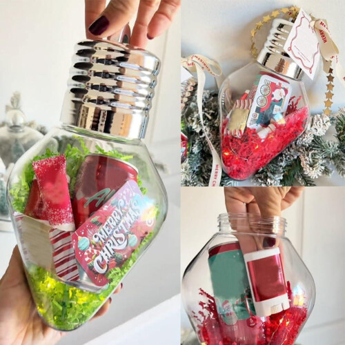 Christmas Bulb Gift Jar, Clear Plastic, 1 pc 1