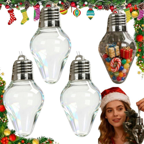 Christmas Bulb Gift Jar – Clear Plastic Light Bulb 1