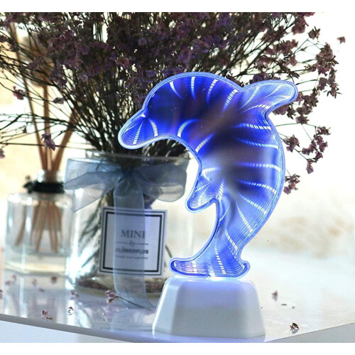 Νυχτερινό φωτιστικό LED, φως σήραγγας 3D φως καθρέφτη άπειρου, χαριτωμένα φώτα 2