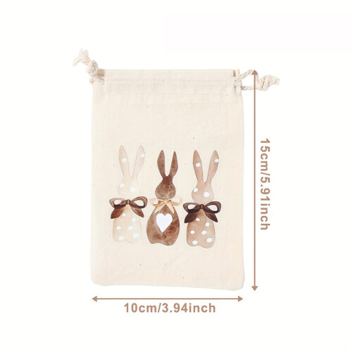 Easter Bunny Drawstring Bags Cotton-Linen 6-Pc 2