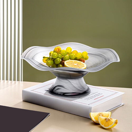 Glass Fruit Serving Bowl Party Dessert Tray for Table-White 1