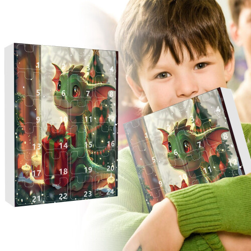 Drakenkerstadventskalender met 24 acrylversieringen 1