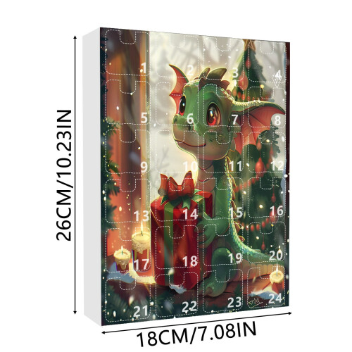 Drakenkerstadventskalender met 24 acrylversieringen 2