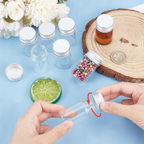 20 τεμάχια γυάλινα φιαλίδια δειγμάτων 20 ml με βιδωτά καπάκια αλουμινίου - Διαφανή, 2