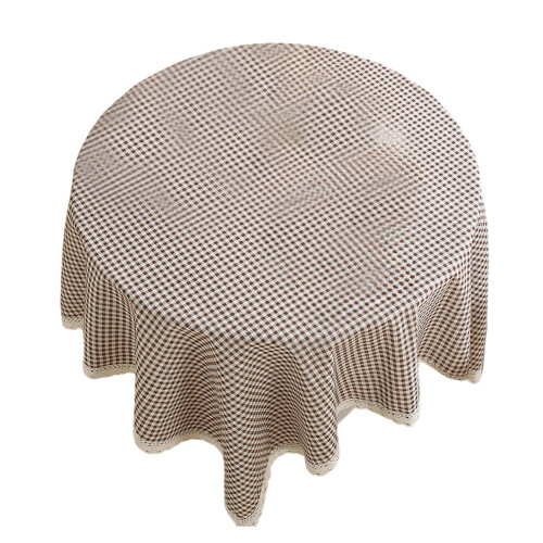 Bruin polyester geruit tafelkleed 100x150 cm 2