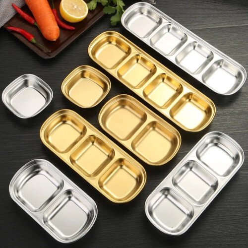 Stainless Steel Seasoning Plate 4-Grid Square 2