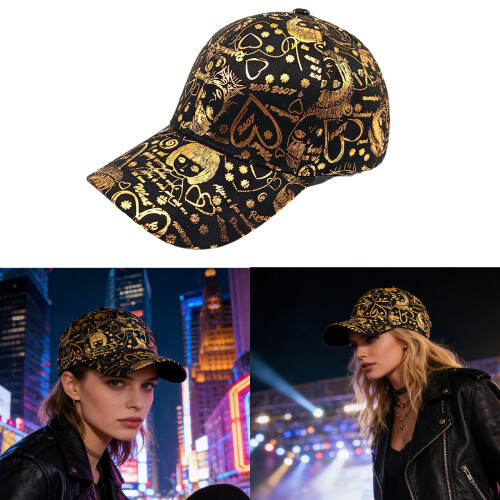 Fashion Doodles Print Baseball Cap Stable Quick Adjust-Ginger 2