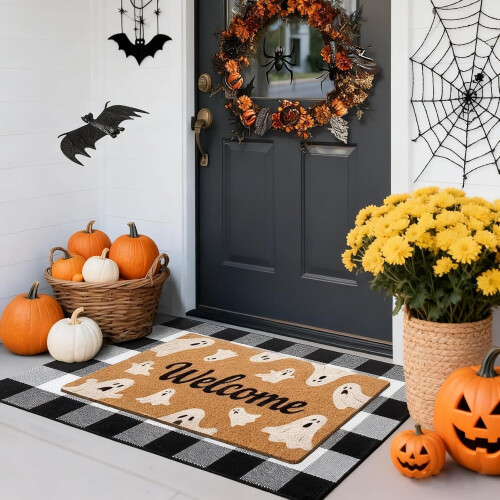 Σετ 2 τεμαχίων χαλακιών πόρτας για το Halloween: Αντιολισθητικό χαλάκι καλωσορίσματος 2