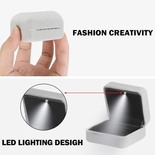 Κουτί Δαχτυλιδιών με LED, Κουτί Δώρου με Φωτιστικό, Βέρα, Θήκη για Δαχτυλίδια 1