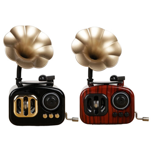 Nostalgic Melodies Player Mini Hand Crank Gramophone-brown 1