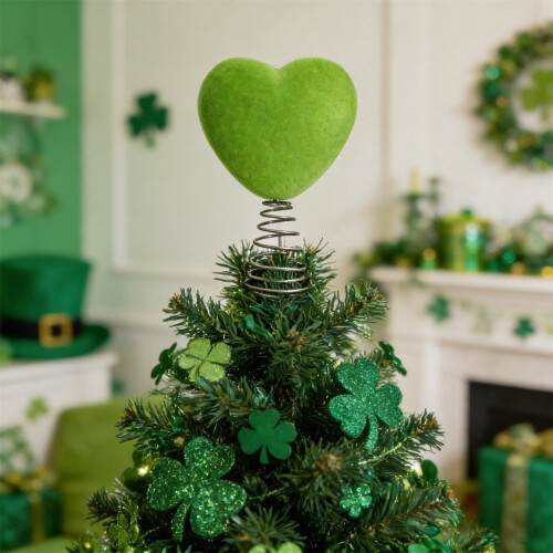 Green Heart Tree Topper with Spring Base – 1pc 1