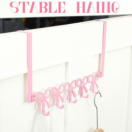 Practical Pink Metal Over Door Hook Easy to Install-Bow tie 1