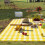 Yellow gingham picnic blanket waterproof foldable 150x200cm 5