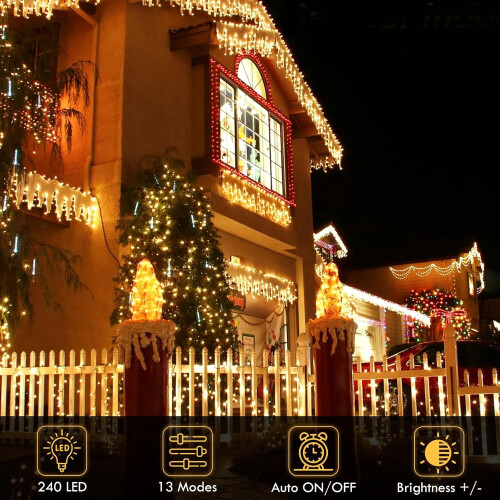 Șnur luminos conectabil cu 240 LED-uri, alb cald și 88ft 1