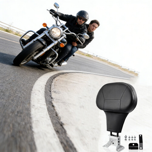Pack of 1 Adjustable Motorcycle Driver and Backrest with 1