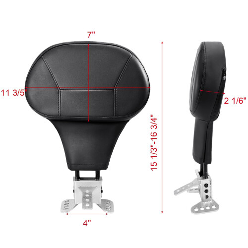 Pack of 1 Adjustable Motorcycle Driver and Backrest with 2