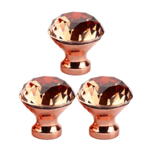 Crystal Drawer Knobs Rose Gold Aluminum Alloy 3 Pack 1