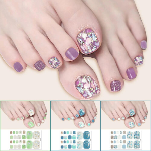 Adesivos removíveis para unhas dos pés, brancos, com efeito flash, da moda e requintados. 1