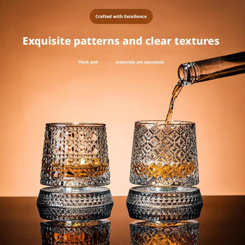 Whiskyglas-Kristallbecher mit 360 drehbarem Sockel, 2er-Pack 1