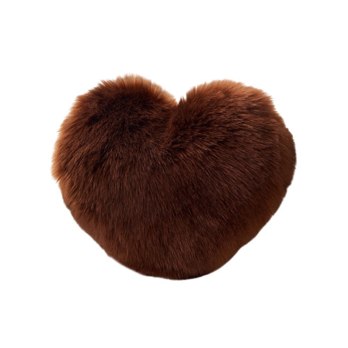 Faux Fur Heart Throw Pillow with Insert Brown 1