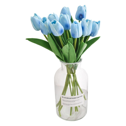 Ρεαλιστικά τεχνητά λουλούδια PU Tulip με μικρό βάζο 1