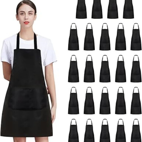 Ποδιά Unisex για ενήλικες, βάψιμο, μπάρμπεκιου, συσκευασία 24 τεμαχίων, μαύρη, 1