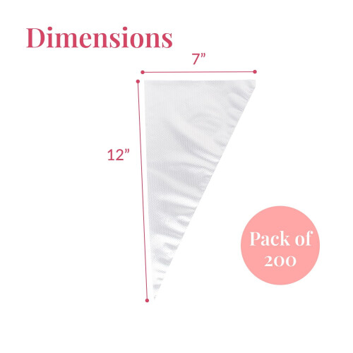Conjunto de 200 Sacos de Confeitar Descartáveis Sem Bico de 30 cm (12 Polegadas), Anti-Estouro, para Decoração de Bolos, Biscoitos e Doces, 1