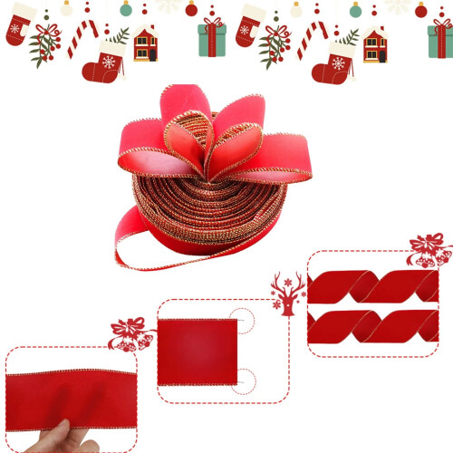 Rotes Samtband mit Goldborte, 6,3 cm x 200 cm 2
