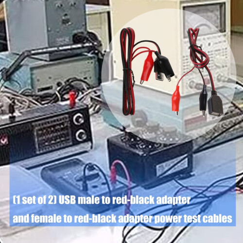 2 τεμάχια καλώδιο δοκιμής USB σε κλιπ αλιγάτορα, καλώδιο τροφοδοσίας 5V3A, κλιπ 1