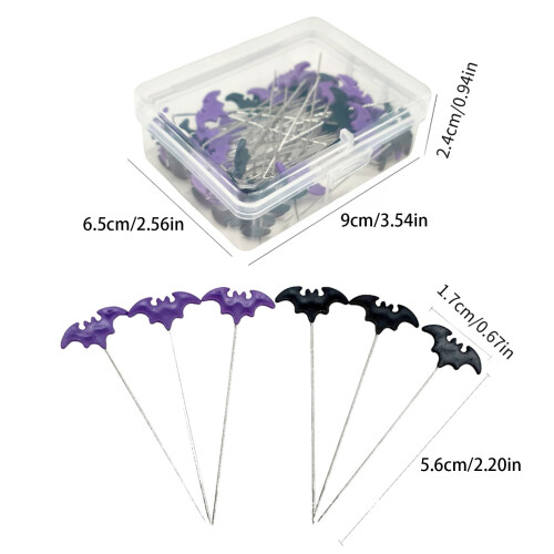 50/100pcs Halloween Bat Dressmaking Pins Sewing Embroidery Patchwork Tools Positioning Needle Fixed Button Pins DIY 2