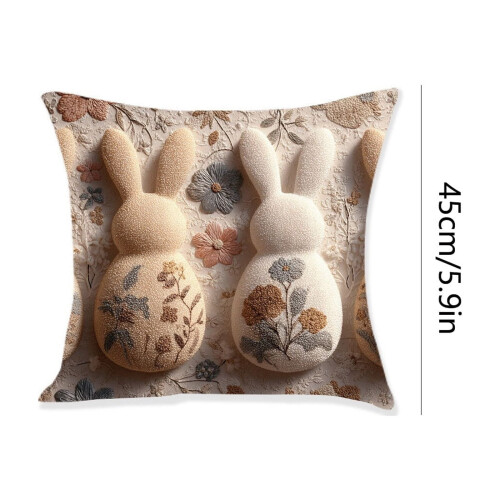 Fodera per cuscino ricamata con coniglietto pasquale, 45x45 cm 1