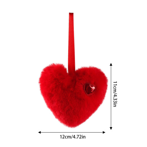 Enfeite de pelúcia em forma de coração vermelho para o Dia dos Namorados, 12 cm (4,72 polegadas) 1