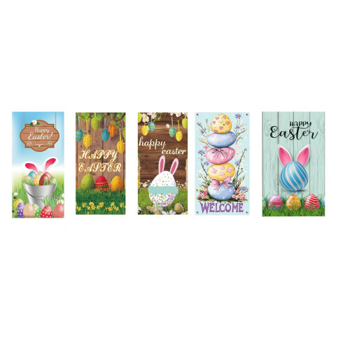 Capa de porta de Páscoa com desenho de coelho e ovo, 91 x 213 cm (36 x 84 polegadas) 1