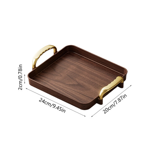 Bandeja rectangular de PVC con reposabrazos, color marrón. 2