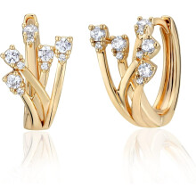 Cubic Zirconia Huggie Earrings 14k Gold Plated Small