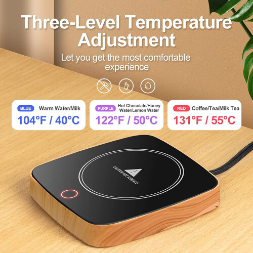 Heating coaster, three-speed temperature adjustment, automatic closing design, one-button operation, suitable for most types of cups. 2