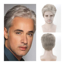 Ombre striebornosivá syntetická parochňa pre mužov, 30 cm